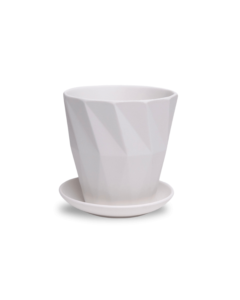 Virago 5" Porcelain Pot With Drainage Hole And Saucer - Chive US Wholesale