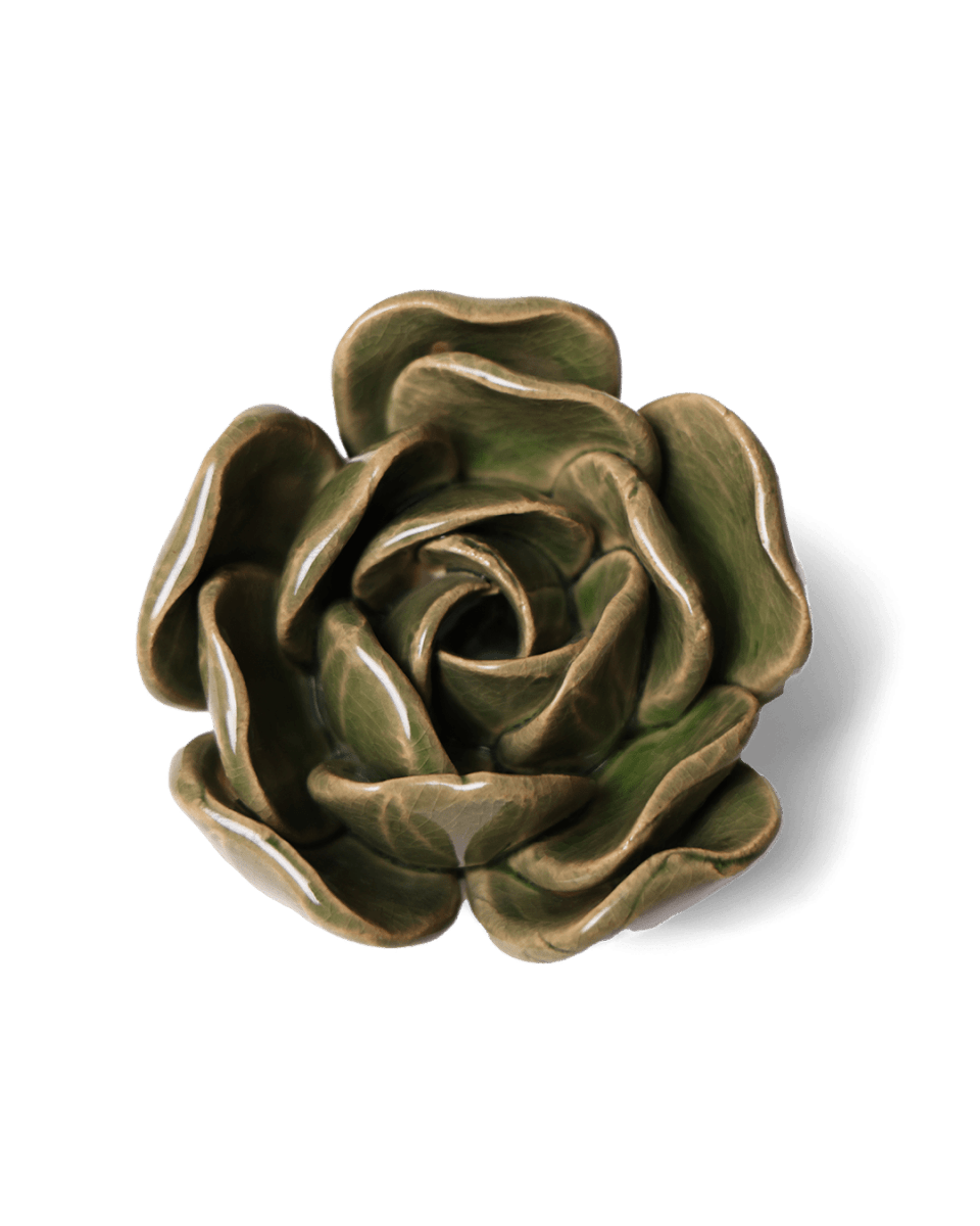 Ceramic Flower Tabletop Art Green Rose 4 - Chive US Wholesale