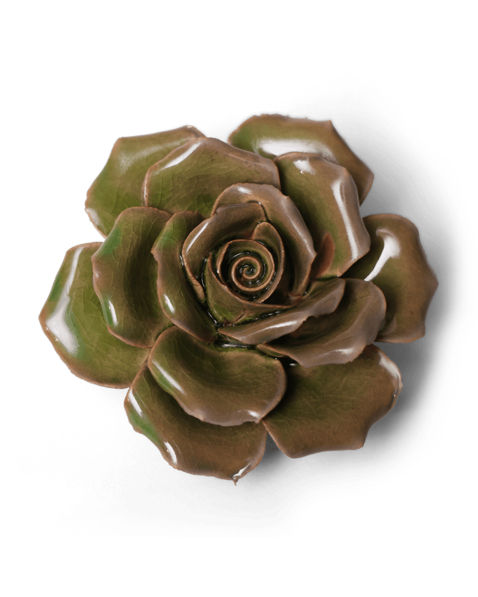 Ceramic Flower Rose Green 9 - Chive US Wholesale