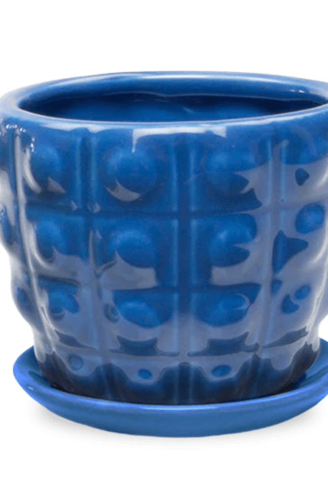 Convex Ceramic Pot With Drainage Hole And Saucer - Chive US Wholesale