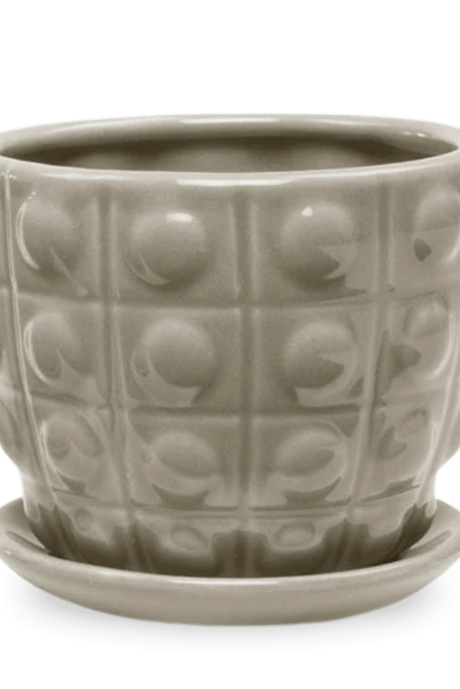 Convex Ceramic Pot With Drainage Hole And Saucer - Chive US Wholesale