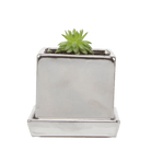 Cube & Saucer Ceramic Pot With Drainage Hole - Chive US Wholesale