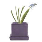Cube & Saucer Ceramic Pot With Drainage Hole - Chive US Wholesale