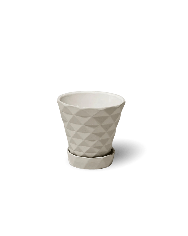 Diamond Porcelain Modern Indoor Plant Pot With Saucer - Chive US Wholesale