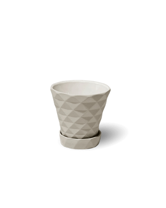 Diamond Porcelain Modern Indoor Plant Pot With Saucer - Chive US Wholesale