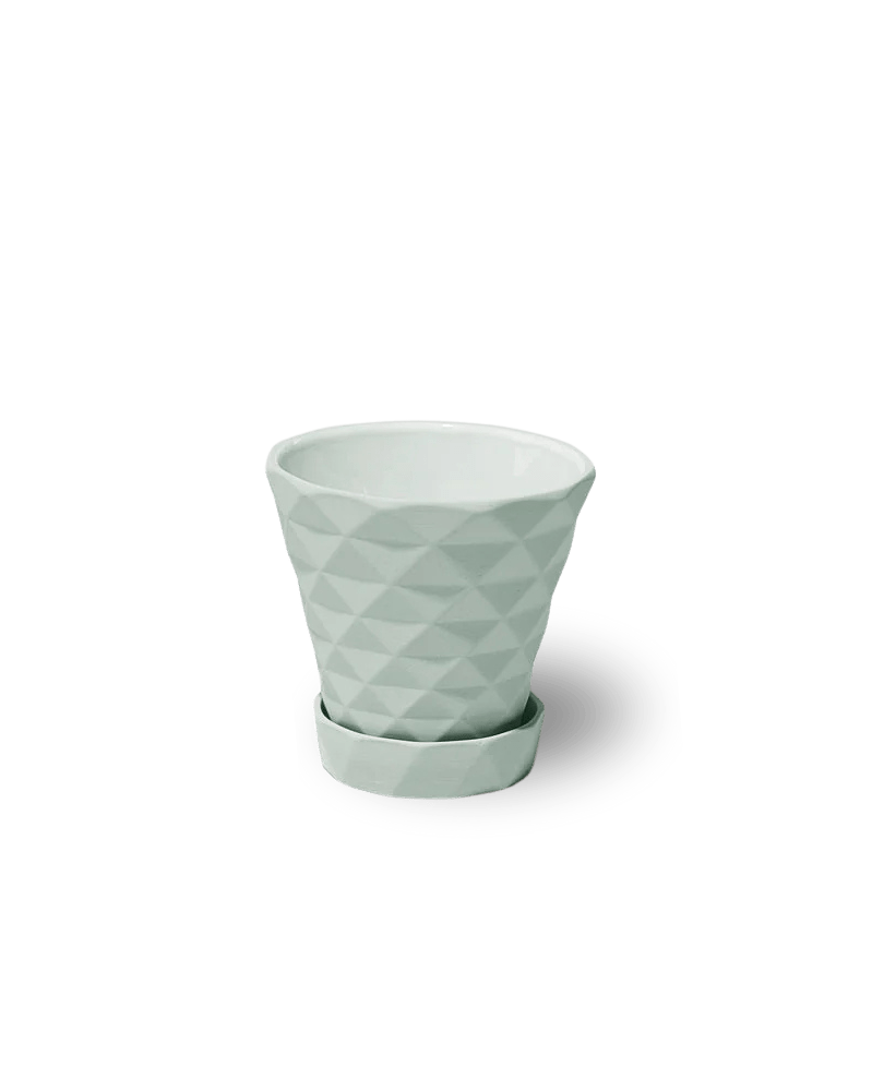 Diamond Porcelain Modern Indoor Plant Pot With Saucer - Chive US Wholesale