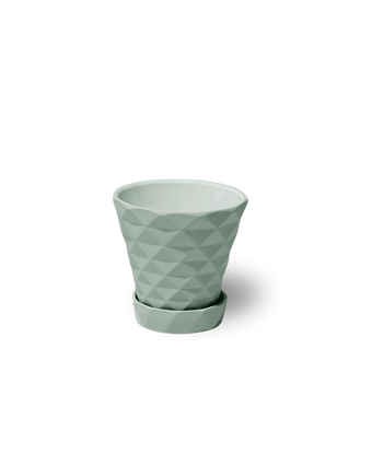 Diamond Porcelain Modern Indoor Plant Pot With Saucer - Chive US Wholesale