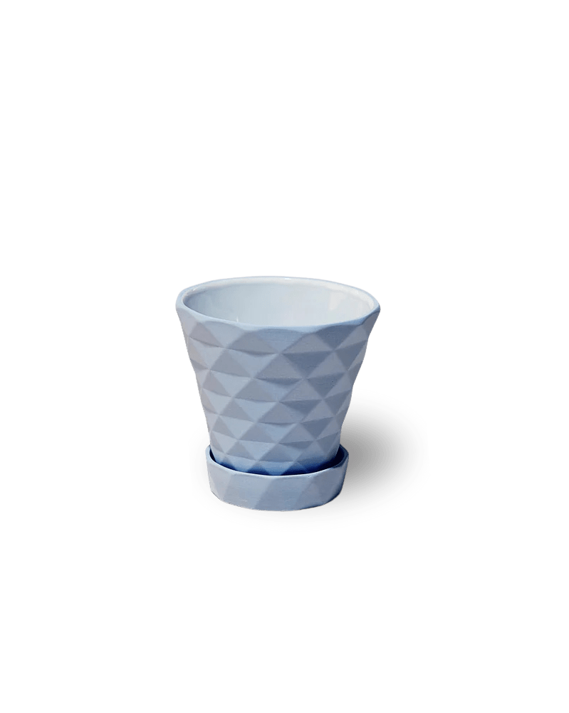 Diamond Porcelain Modern Indoor Plant Pot With Saucer - Chive US Wholesale