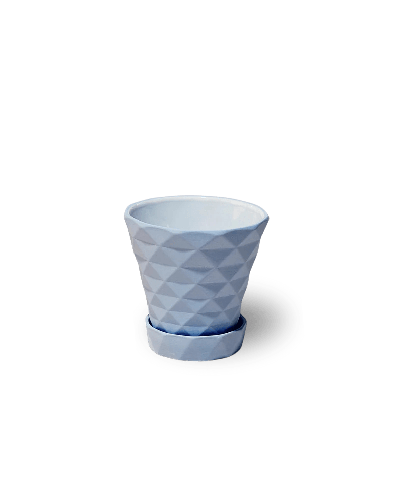 Diamond Porcelain Modern Indoor Plant Pot With Saucer - Chive US Wholesale