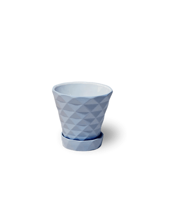 Diamond Porcelain Modern Indoor Plant Pot With Saucer - Chive US Wholesale