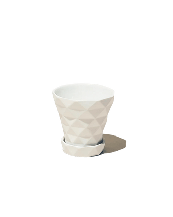 Diamond Porcelain Modern Indoor Plant Pot With Saucer - Chive US Wholesale