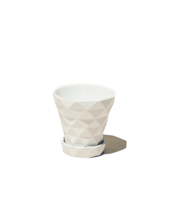 Diamond Porcelain Modern Indoor Plant Pot With Saucer - Chive US Wholesale