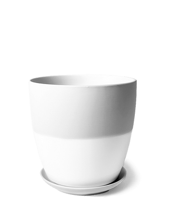 Dyad Porcelain Modern Indoor Plant Pot With Saucer - Chive US Wholesale