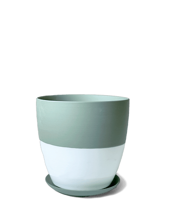 Dyad Porcelain Modern Indoor Plant Pot With Saucer - Chive US Wholesale