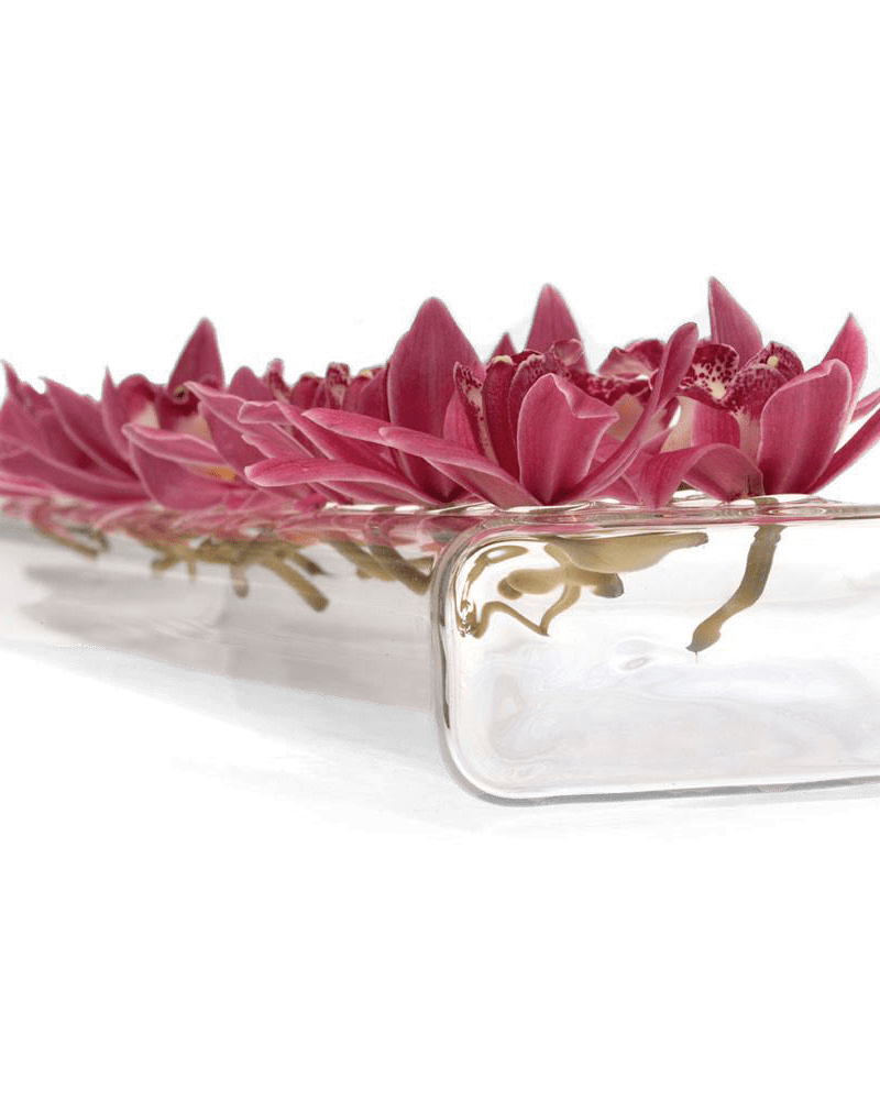 Rectangle Flute Glass Modern Clear Flower Vase - Chive US Wholesale