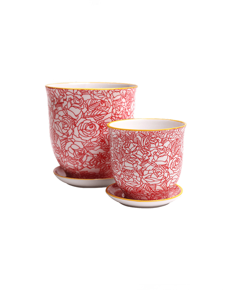 Liberte Porcelain Pot And Saucer Set With Drainage - Chive US Wholesale