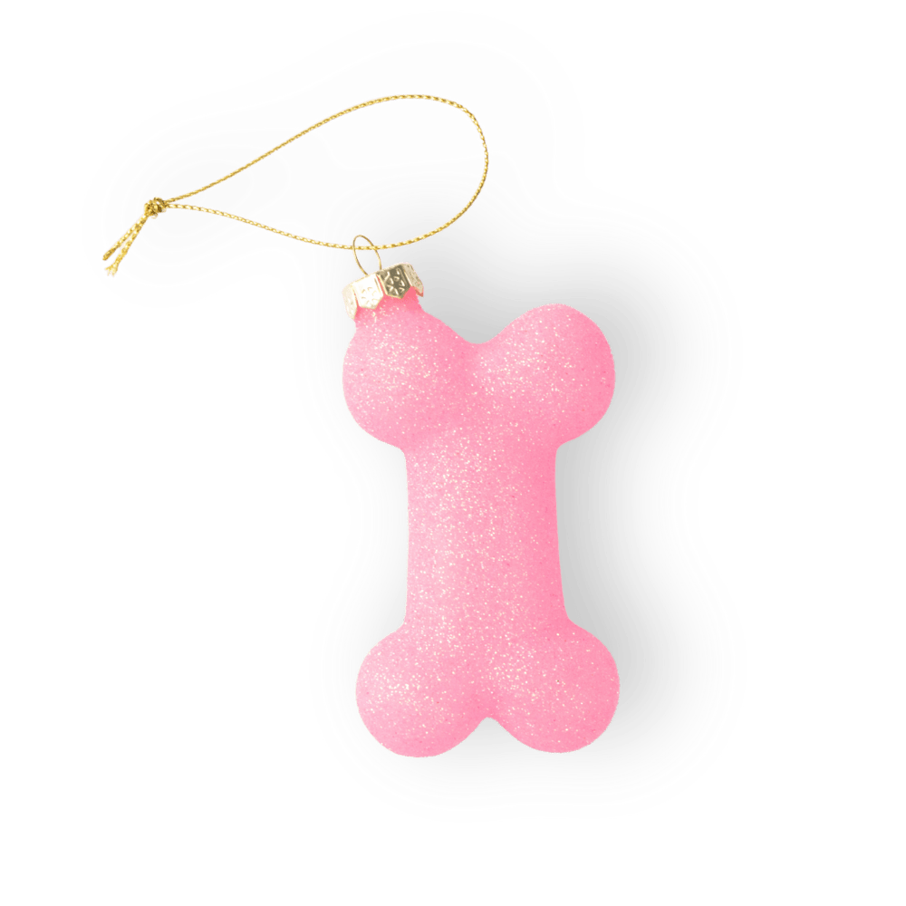 Pink Glittery Dog Bone Ornament - Chive US Wholesale
