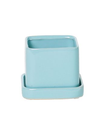 Svek Ceramic Pot And Saucer With Drainage Hole - Chive US Wholesale