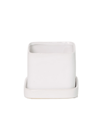 Svek Ceramic Pot And Saucer With Drainage Hole - Chive US Wholesale
