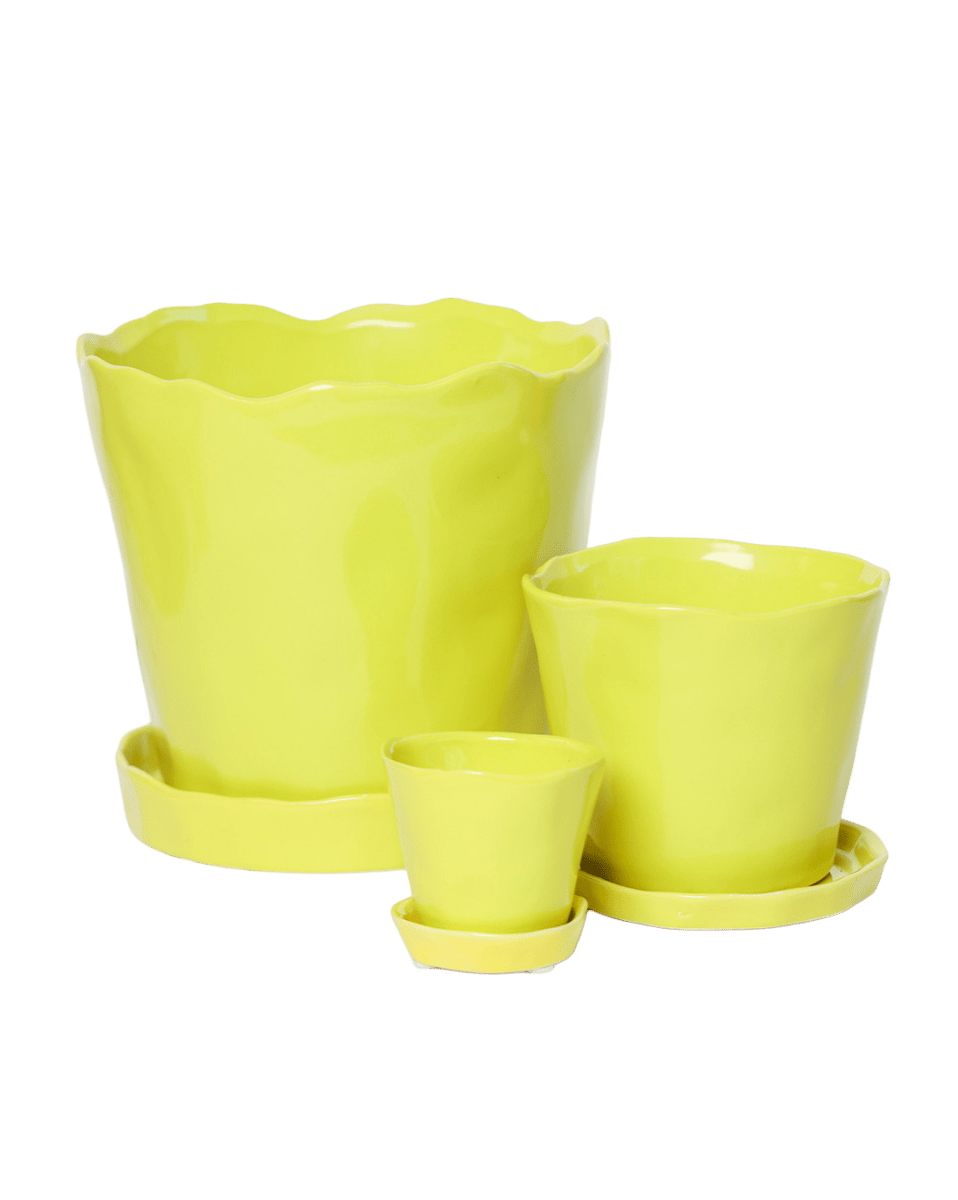 Tika Ceramic Pot & Saucer Set With Drainage - Chive US Wholesale