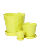 Tika Ceramic Pot & Saucer Set With Drainage - Chive US Wholesale