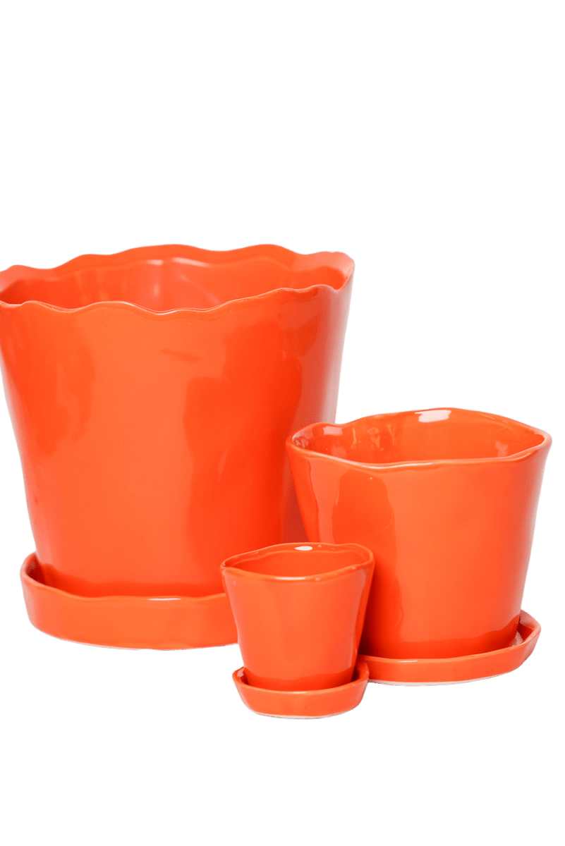 Tika Ceramic Pot & Saucer Set With Drainage - Chive US Wholesale