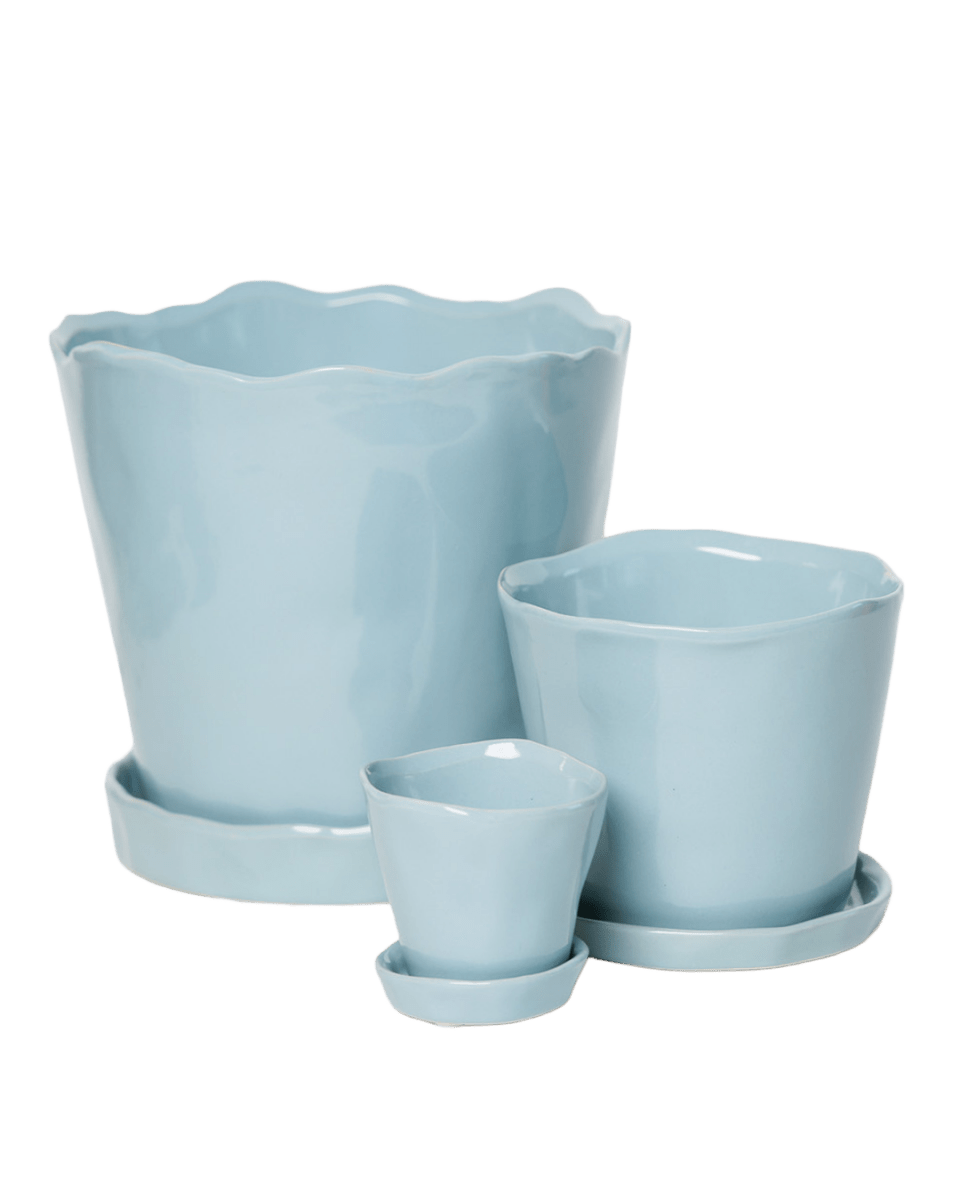 Tika Ceramic Pot & Saucer Set With Drainage - Chive US Wholesale