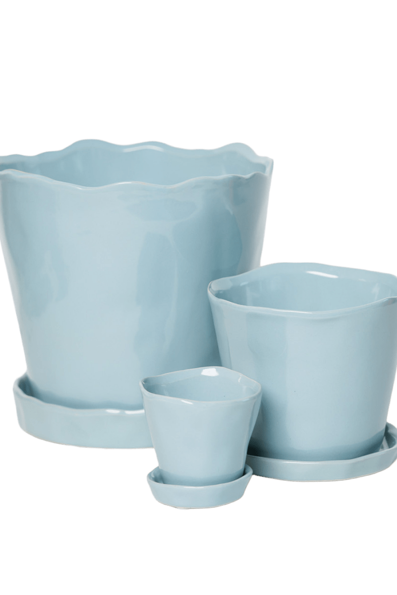Tika Ceramic Pot & Saucer Set With Drainage - Chive US Wholesale