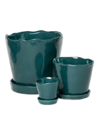 Tika Ceramic Pot & Saucer Set With Drainage - Chive US Wholesale