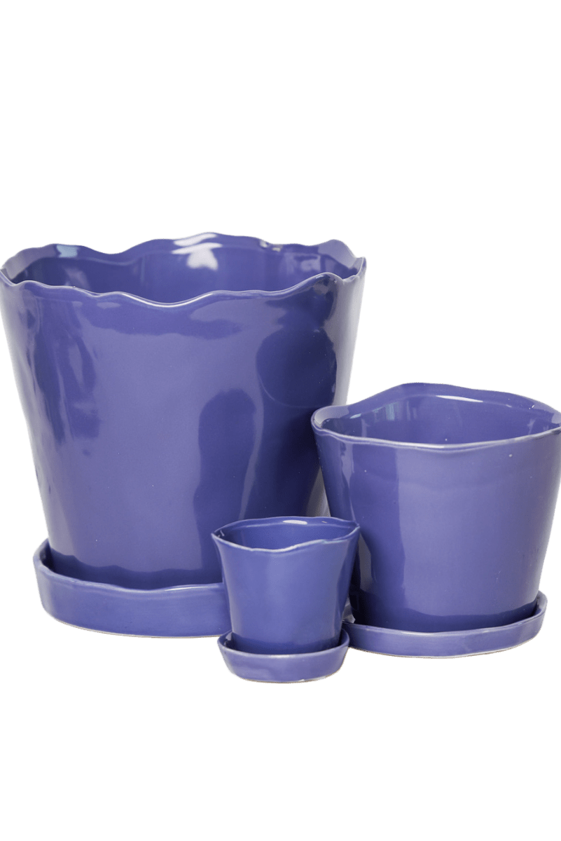 Tika Ceramic Pot & Saucer Set With Drainage - Chive US Wholesale