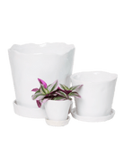 Tika Ceramic Pot & Saucer Set With Drainage - Chive US Wholesale