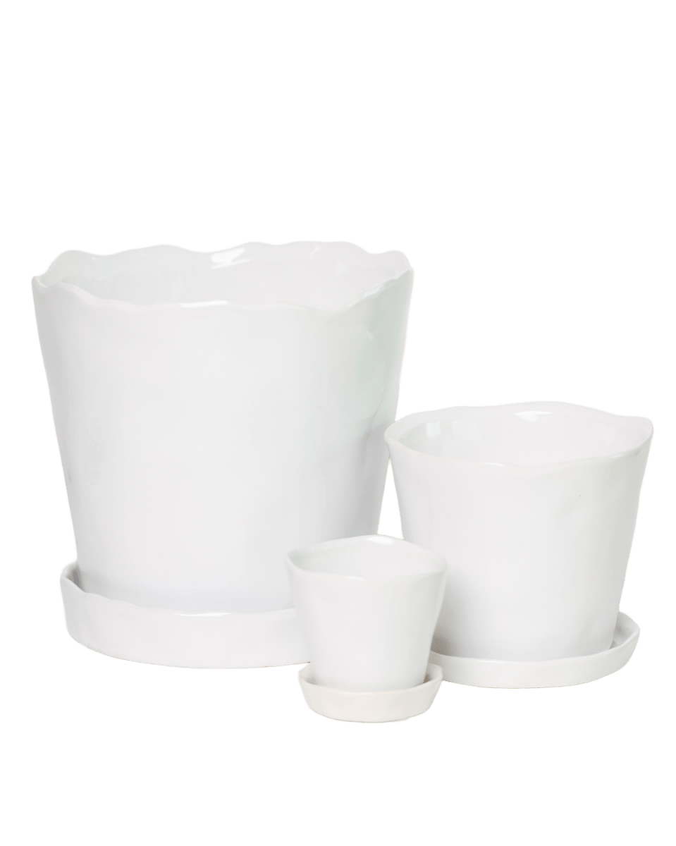 Tika Ceramic Pot & Saucer Set With Drainage - Chive US Wholesale