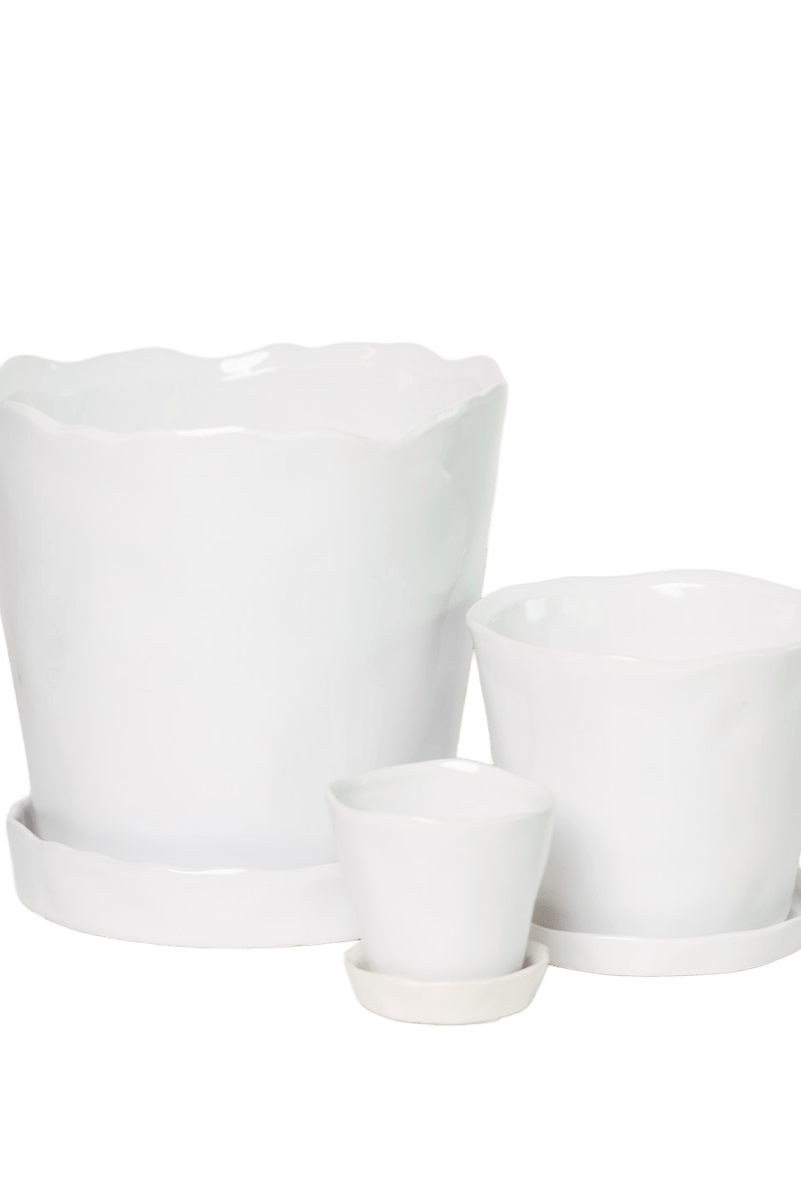 Tika Ceramic Pot & Saucer Set With Drainage - Chive US Wholesale