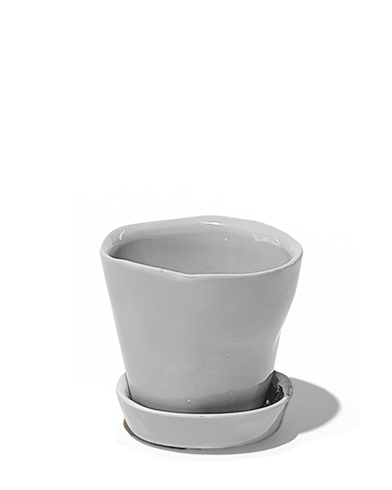 Tika Ceramic Pot & Saucer Set With Drainage - Chive US Wholesale