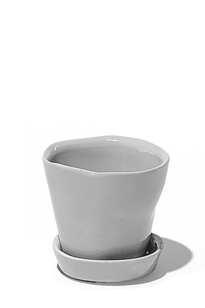 Tika Ceramic Pot & Saucer Set With Drainage - Chive US Wholesale