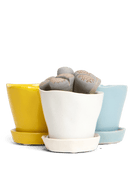 Tika Ceramic Pot & Saucer Set With Drainage - Chive US Wholesale