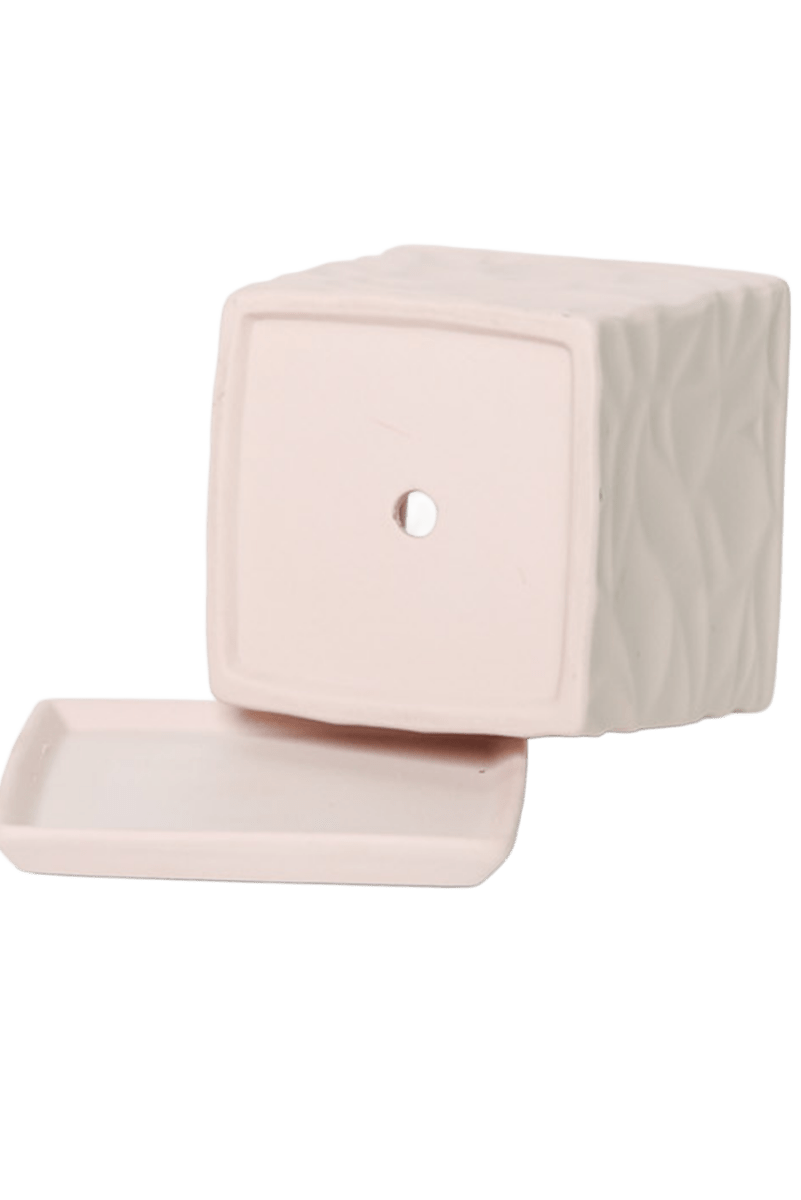 Virago 3.5" Porcelain Pot With Drainage Hole And Saucer - Chive US Wholesale