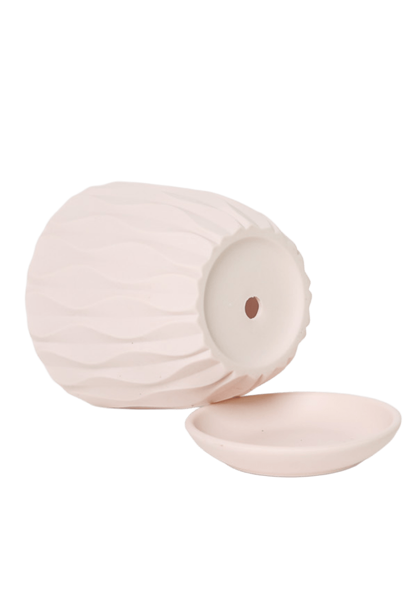 Virago 3.5" Porcelain Pot With Drainage Hole And Saucer - Chive US Wholesale