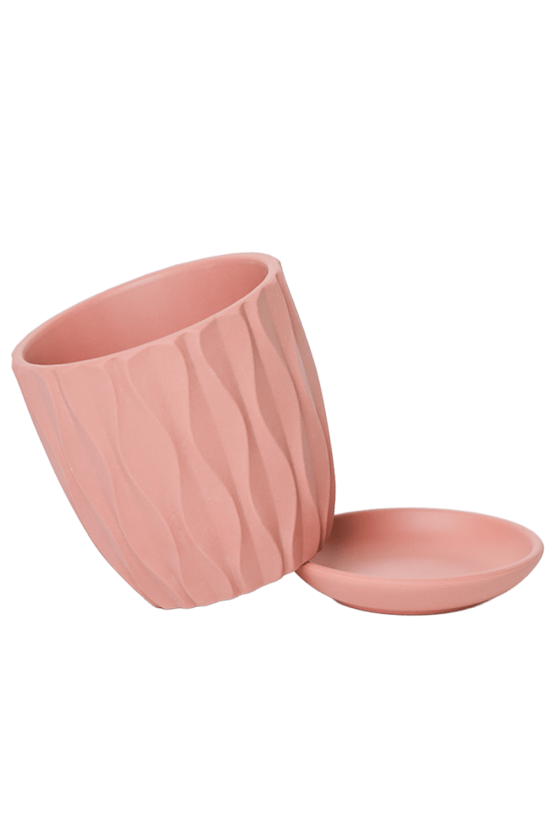 Virago 3.5" Porcelain Pot With Drainage Hole And Saucer - Chive US Wholesale