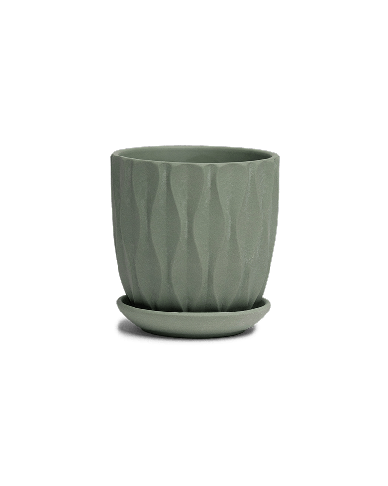 Virago 3.5" Porcelain Pot With Drainage Hole And Saucer - Chive US Wholesale