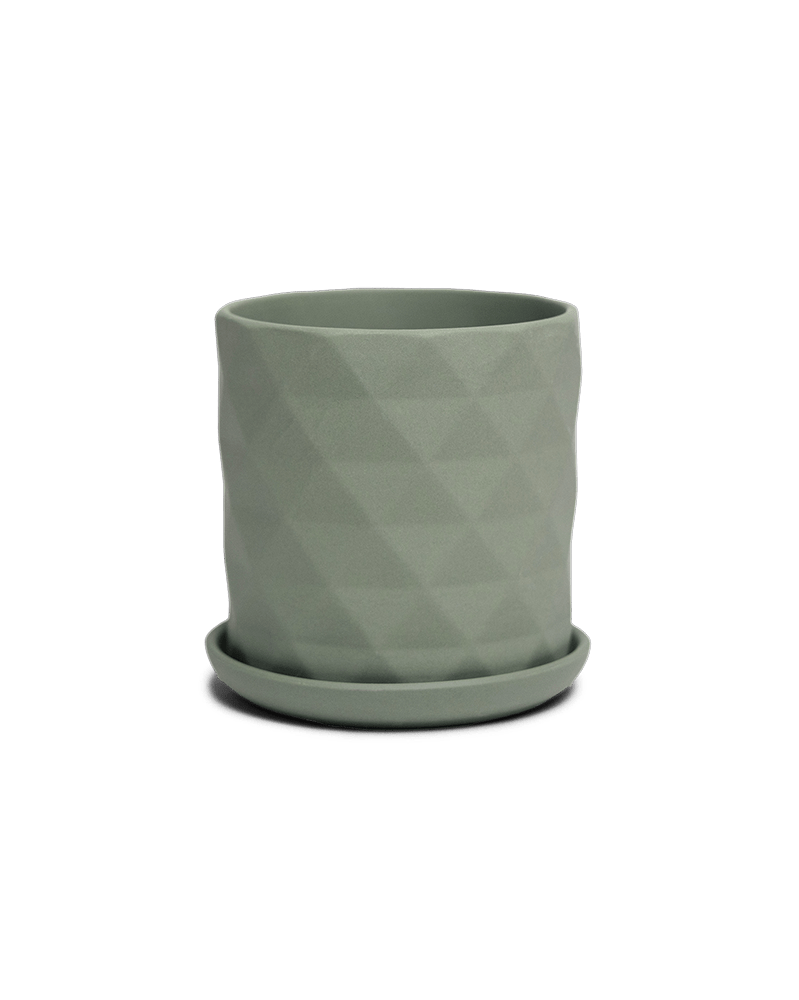 Virago 3.5" Porcelain Pot With Drainage Hole And Saucer - Chive US Wholesale