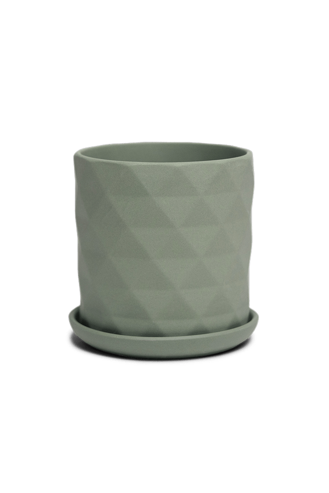 Virago 3.5" Porcelain Pot With Drainage Hole And Saucer - Chive US Wholesale