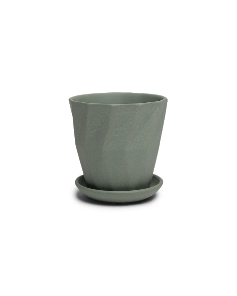 Virago 3.5" Porcelain Pot With Drainage Hole And Saucer - Chive US Wholesale