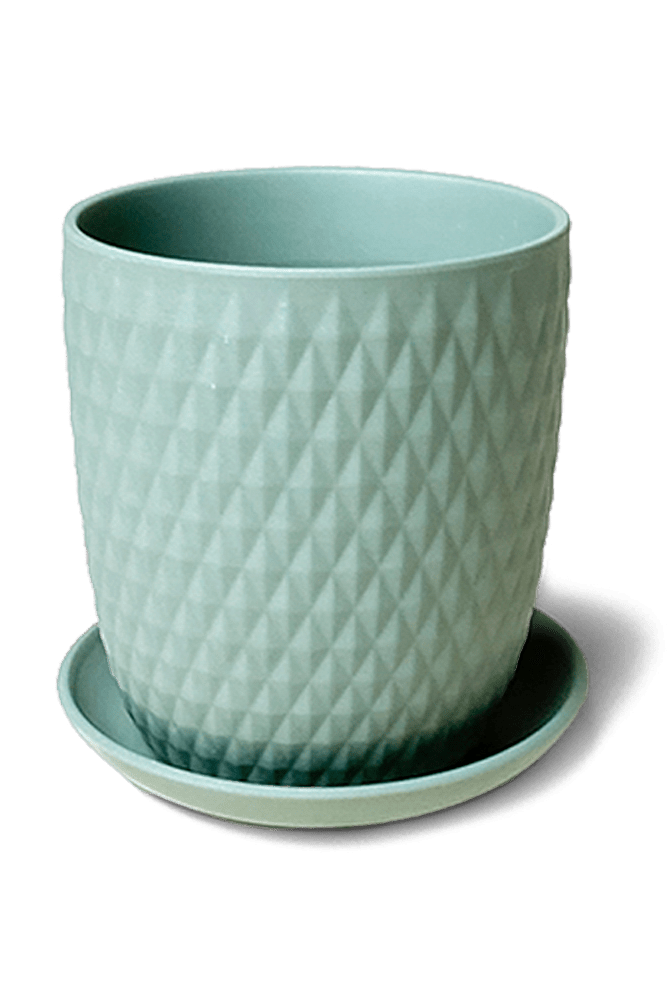 Virago 3.5" Porcelain Pot With Drainage Hole And Saucer - Chive US Wholesale