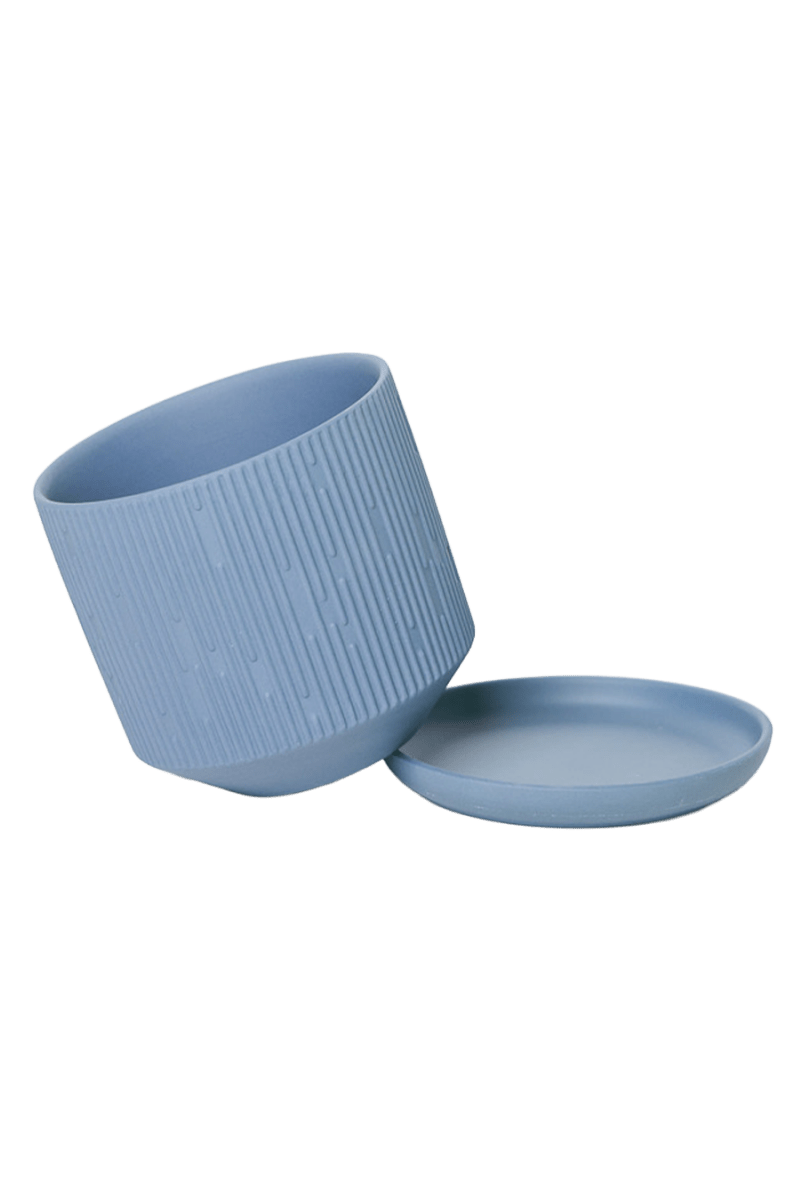 Virago 3.5" Porcelain Pot With Drainage Hole And Saucer - Chive US Wholesale