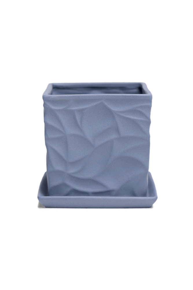 Virago 3.5" Porcelain Pot With Drainage Hole And Saucer - Chive US Wholesale