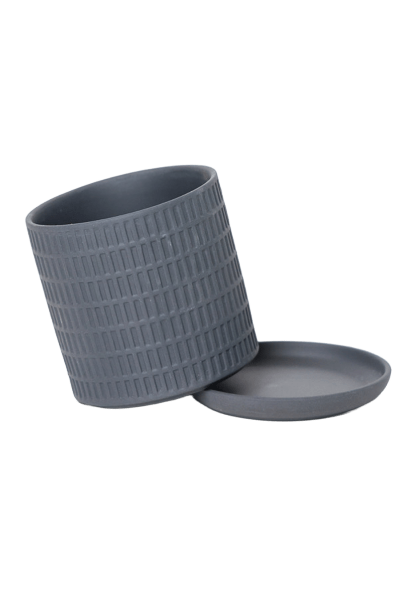 Virago 3.5" Porcelain Pot With Drainage Hole And Saucer - Chive US Wholesale