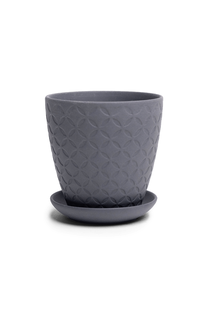 Virago 3.5" Porcelain Pot With Drainage Hole And Saucer - Chive US Wholesale