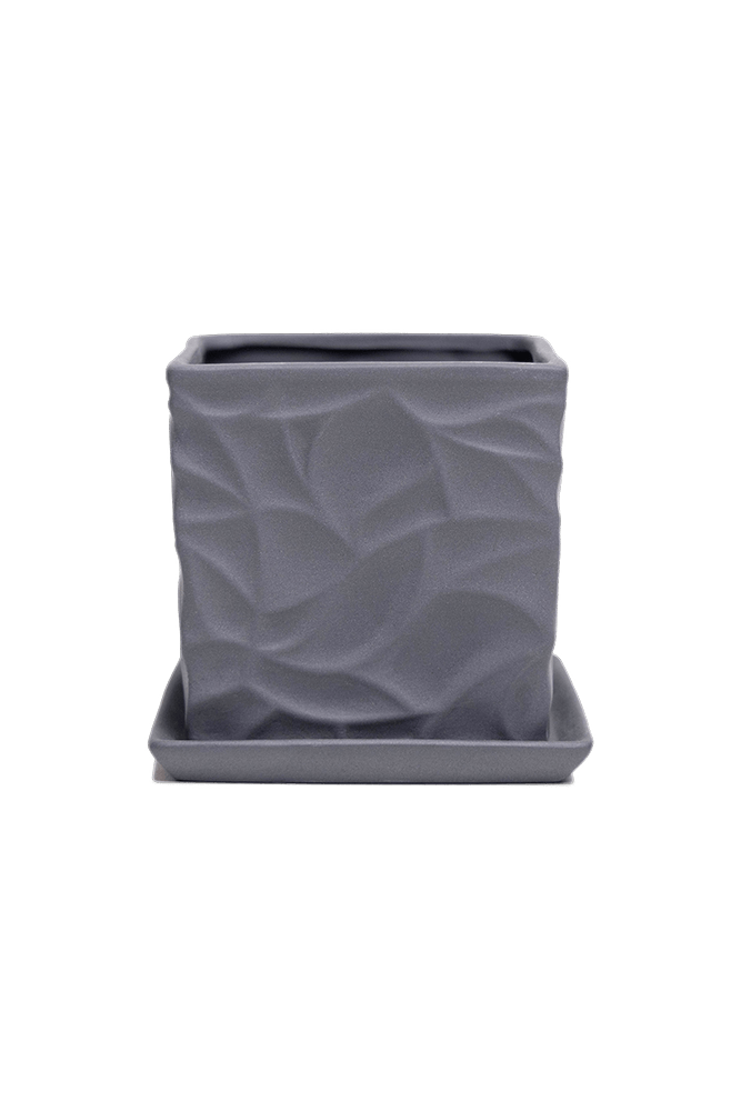 Virago 3.5" Porcelain Pot With Drainage Hole And Saucer - Chive US Wholesale