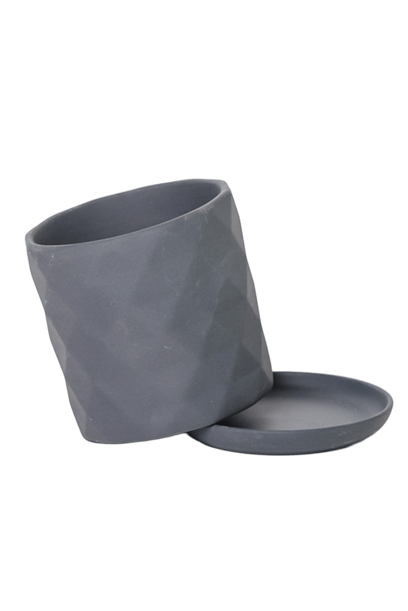 Virago 3.5" Porcelain Pot With Drainage Hole And Saucer - Chive US Wholesale